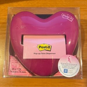 Post-it Pop-up Notes Dispenser HEART Shape with 3” Square Notes 90 Sheets Pink